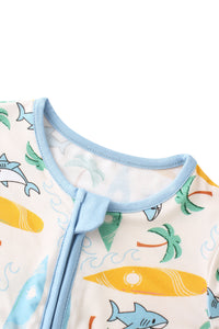 PoshTOT Beach Surfing Bamboo Baby Convertible Zippy Romper