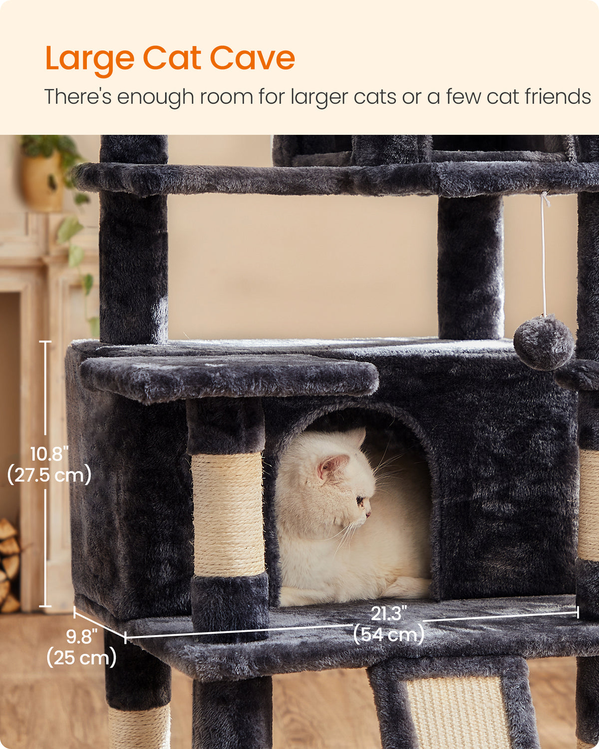Cat Tree, 67.7 Inches Large Tower, Cat Condo