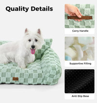 Made4Pets Medium Sage Green Plaid Pet Sofa Bed,Pickup Only
