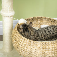 Elevated Cat Bed With Sisal Scratching Post For Indoor Kitties, Modern Cat Tree With Cute Basket Design, Small Cat Tree 