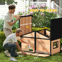 Dog House Outdoor, Wooden Dog Kennel Weatherproof with Porch, Openable Roof, Removable Bottom, Elevated Floor, Double Ro