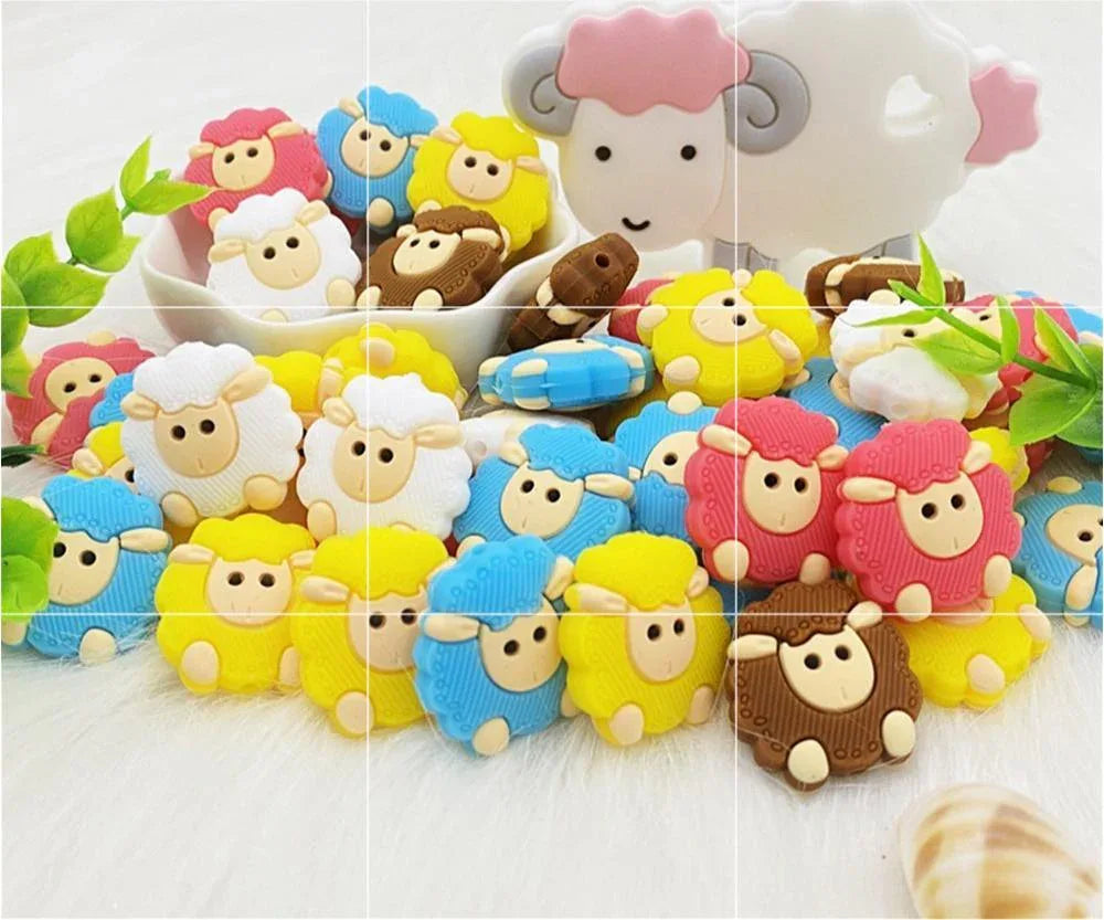 5pcs Animals Cartoon Silicone Teething Sheep For Children Newborn Baby Teether For Teeth - BIG FRENCHIES