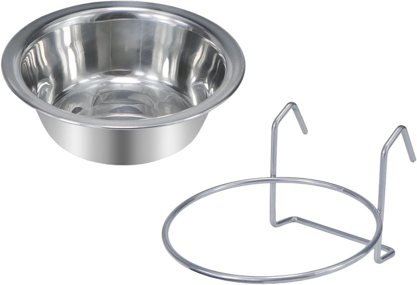 Pet Bowl Stainless Steel Hanging Food Water Bowls Bird Cage Feeder for Birds, Parrots, Small Sized Dogs and Cats (S) - BIG FRENCHIES