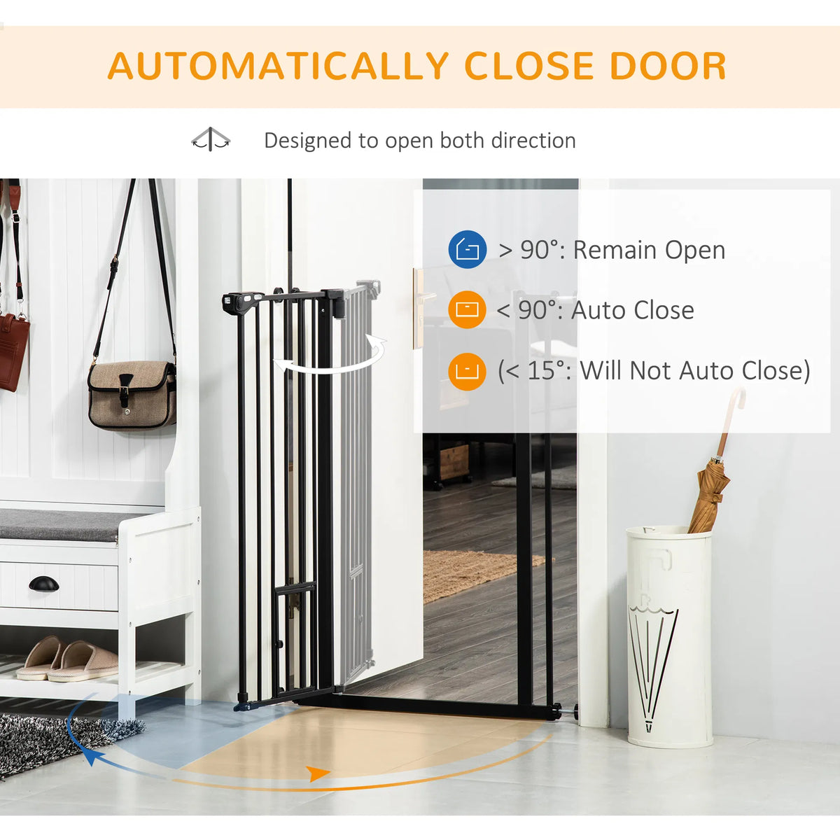 41" Easy Open Indoor Dog Gates for Doorways, House, Stair - Black
