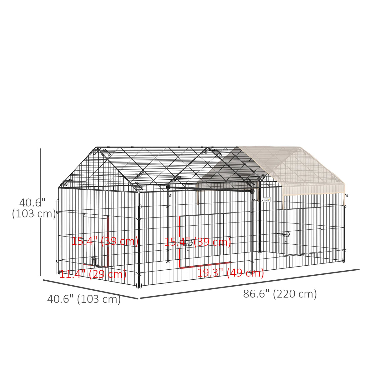 87x41x41-IN Catio Rabbit Guinea Pig Cage Chicken Coop Run, Small Animal Enclousure Outdoor Indoor with Cover and Multipl