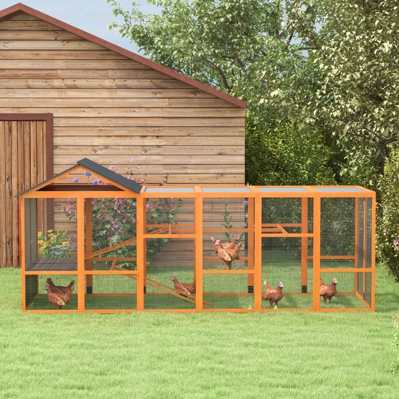 Wooden Chicken Coop Run For 6 -10 Chickens, Hen House Add-On With Storage, Perches,Multiple Packages