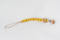 Mustard Silicone Bead & Wood Ring Pacifier Clip - BIG FRENCHIES