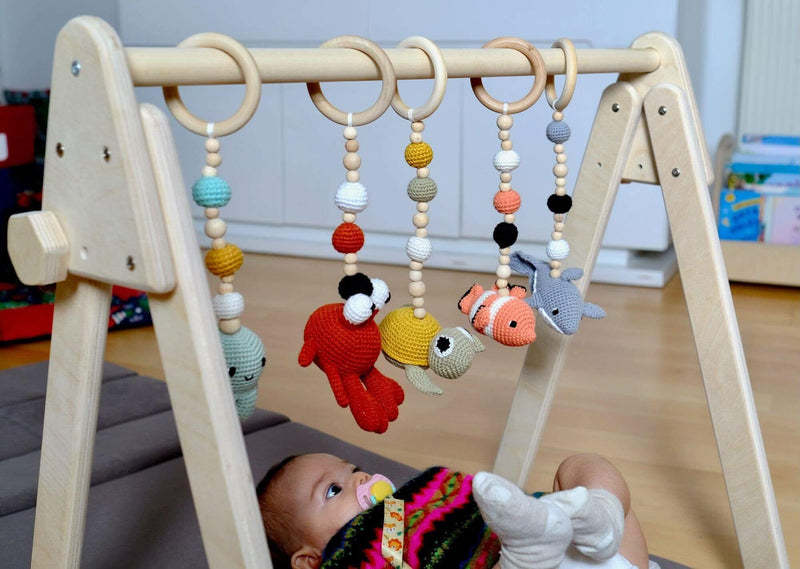 Montessori Baby Gym & Hanging Toys Set | Wooden Play Gym for Babies - BIG FRENCHIES