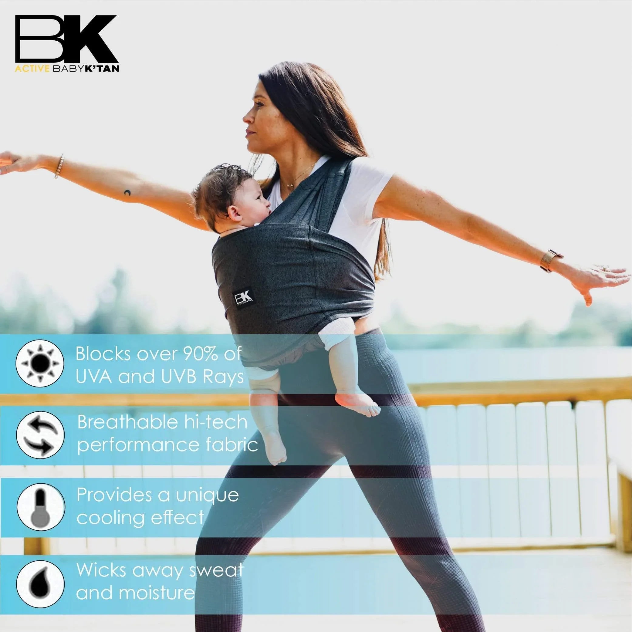 Baby K'tan Active Yoga Baby Carrier | Heather Black - BIG FRENCHIES
