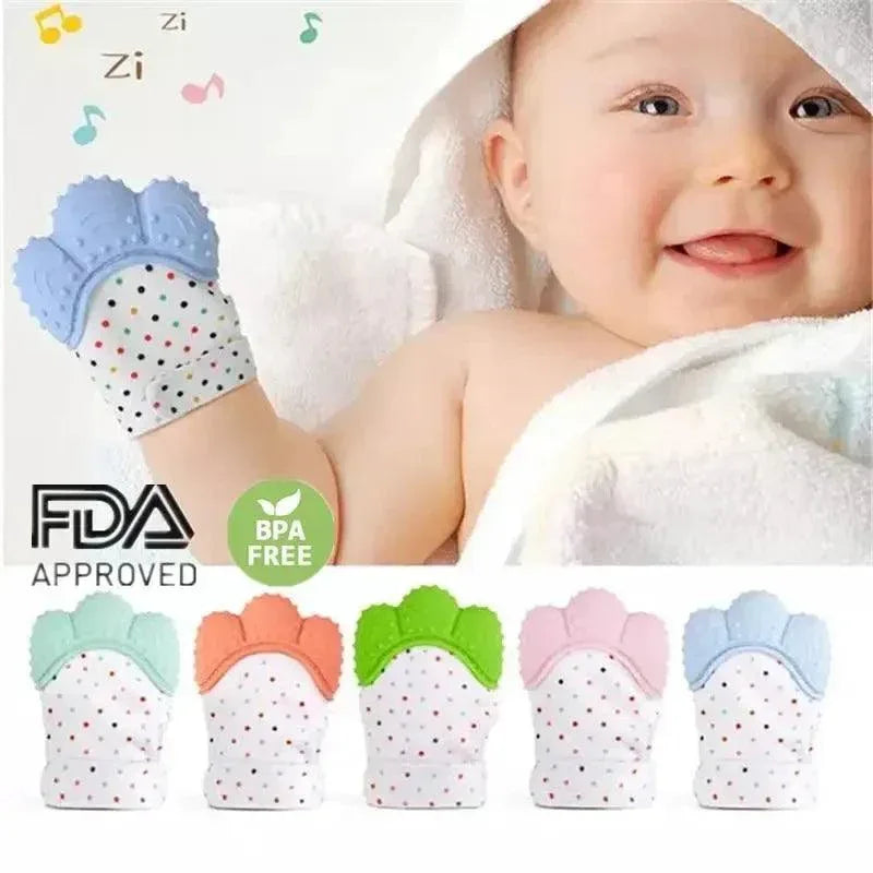 Baby Silicone Mitts Teething Mitten Glove Sound Teether Newborn Chewable Nursing Mittens Teether Natural Stop Sucking Thumb Toy - BIG FRENCHIES