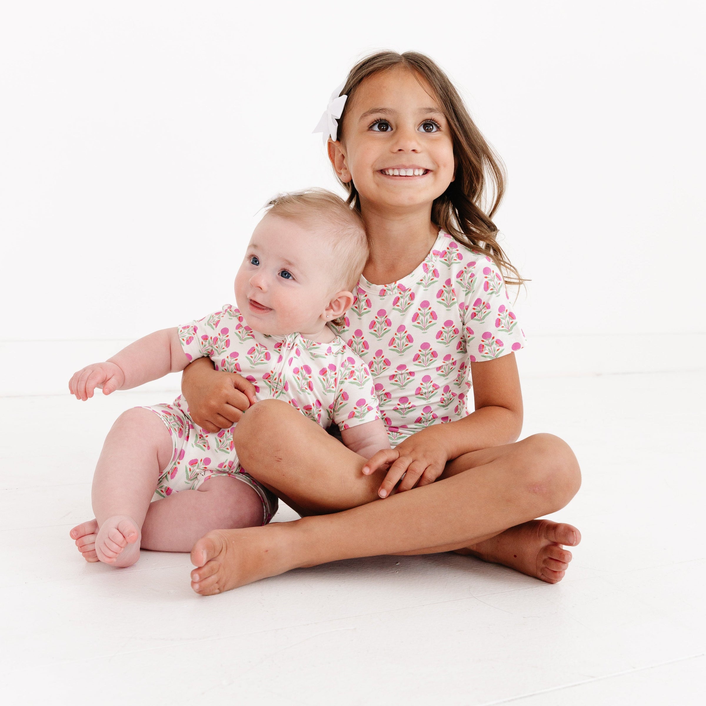 Pink Posy Short Sleeve & Shorts Bamboo Sleeper - BIG FRENCHIES