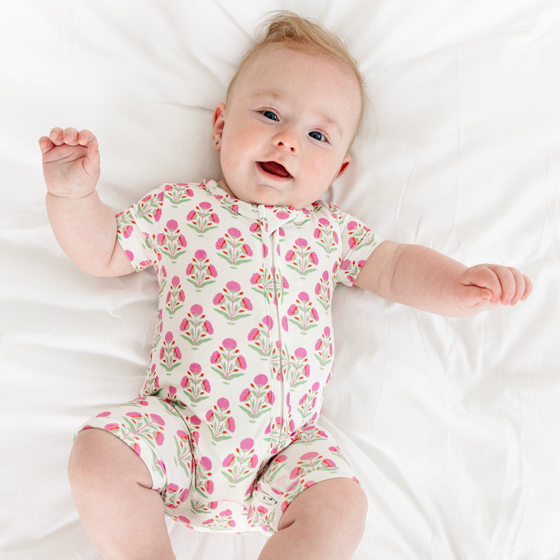 Pink Posy Short Sleeve & Shorts Bamboo Sleeper - BIG FRENCHIES