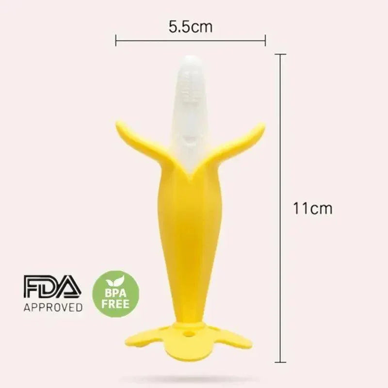 Baby Teether Toys Toddle Safe Banana Teething Ring Silicone Chew Dental Care Toothbrush Nursing Beads Gift For Infant - BIG FRENCHIES
