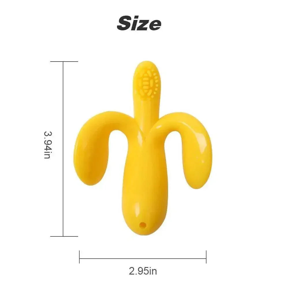 Baby Teether Toys Toddle Safe Banana Teething Ring Silicone Chew Dental Care Toothbrush Nursing Beads Gift For Infant - BIG FRENCHIES