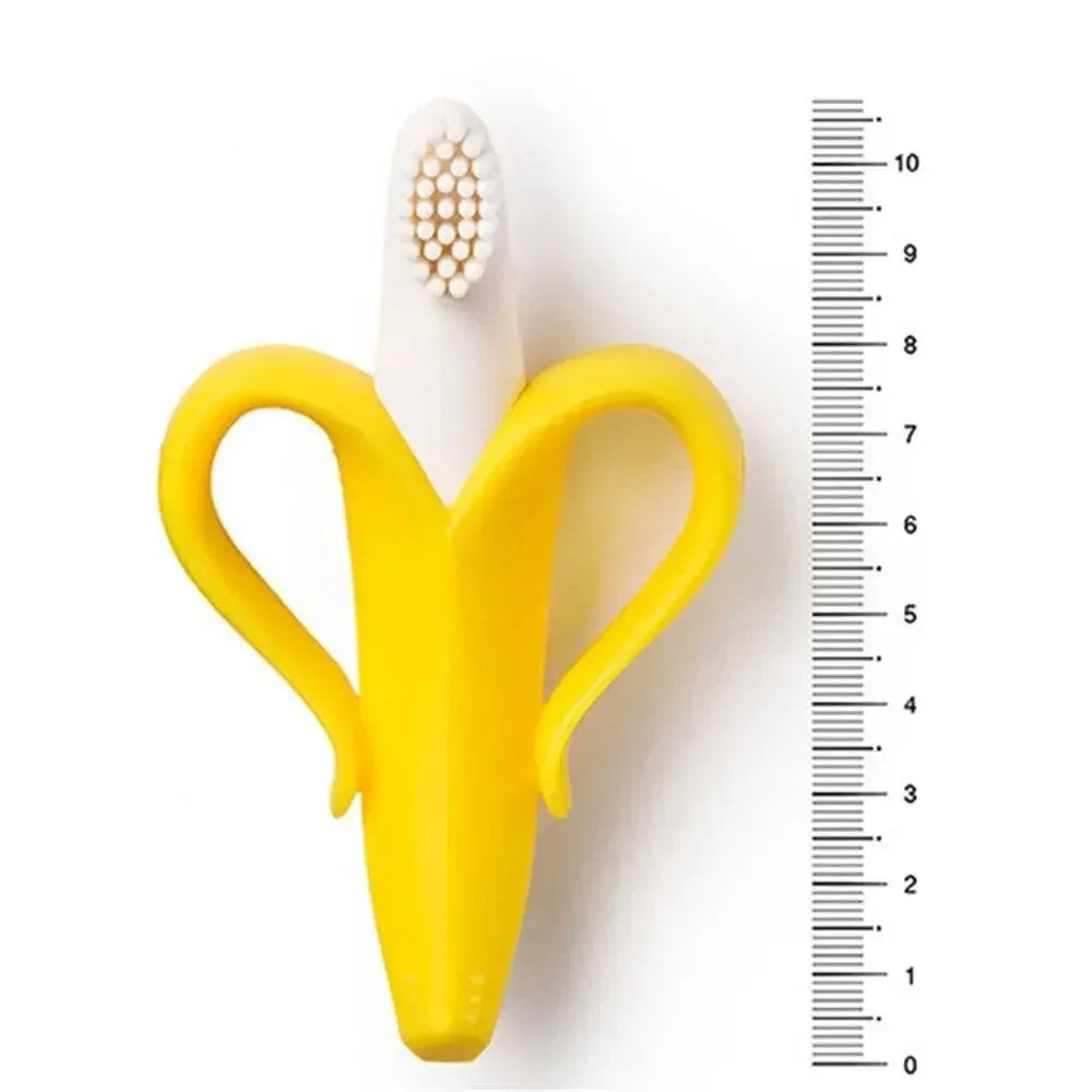 Baby Teether Toys Toddle Safe Banana Teething Ring Silicone Chew Dental Care Toothbrush Nursing Beads Gift For Infant - BIG FRENCHIES