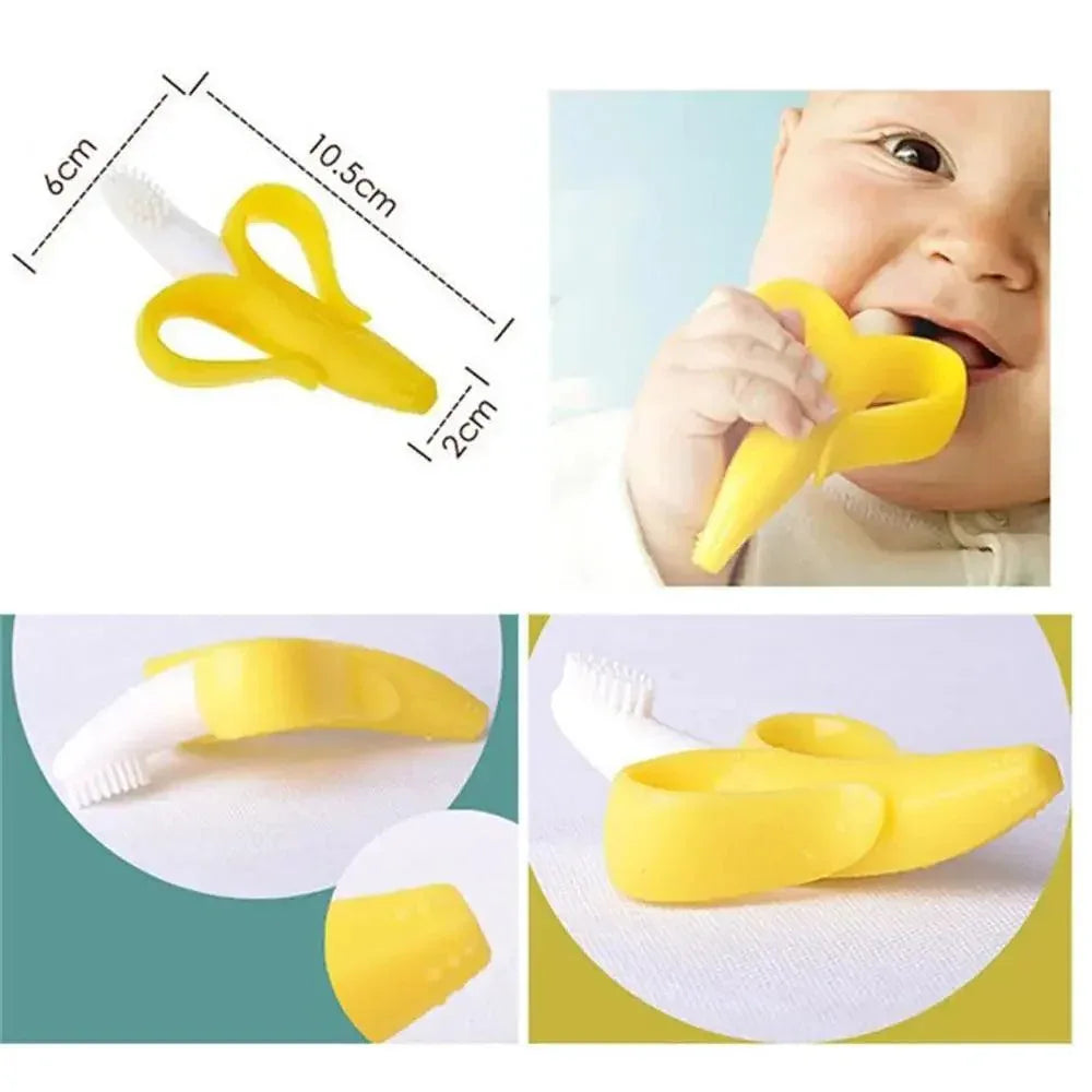 Baby Teether Toys Toddle Safe Banana Teething Ring Silicone Chew Dental Care Toothbrush Nursing Beads Gift For Infant - BIG FRENCHIES