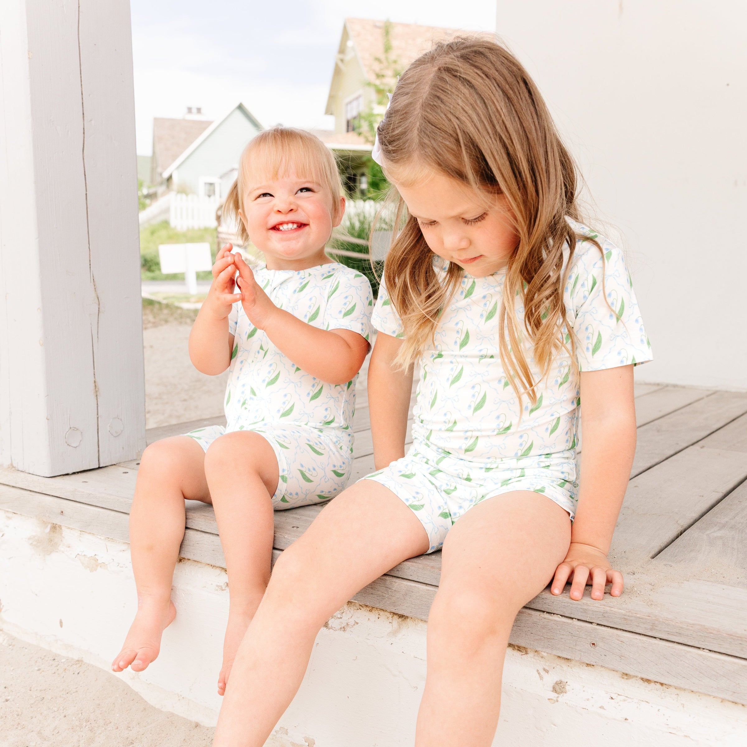 Bluebell Bows Short Sleeve & Shorts Bamboo Toddler Pajama Set - BIG FRENCHIES