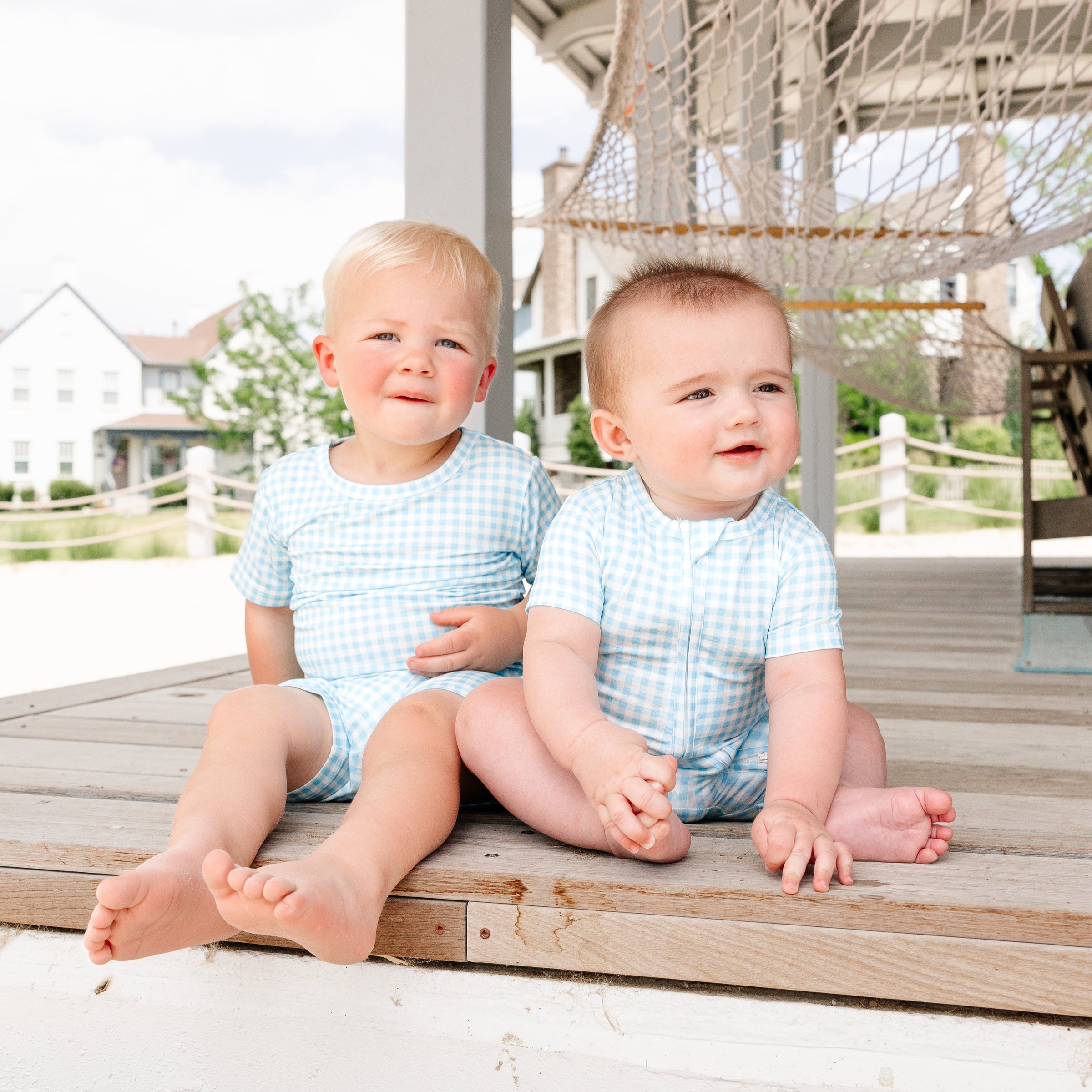 Harbor Gingham Short Sleeve & Shorts Bamboo Toddler Pajama Set - BIG FRENCHIES