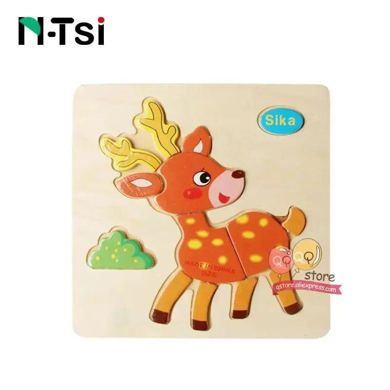 Baby Wooden Puzzle Toys for Toddlers Developing Educational Kids Toys For Children Game Cartoon Animal Gift 3 Years - BIG FRENCHIES