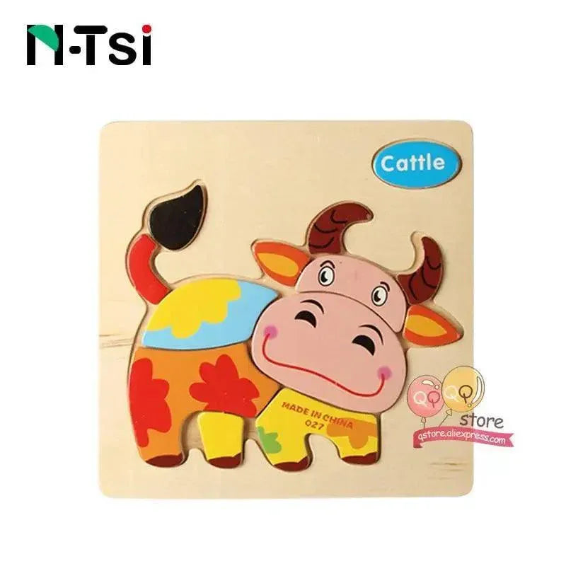 Baby Wooden Puzzle Toys for Toddlers Developing Educational Kids Toys For Children Game Cartoon Animal Gift 3 Years - BIG FRENCHIES