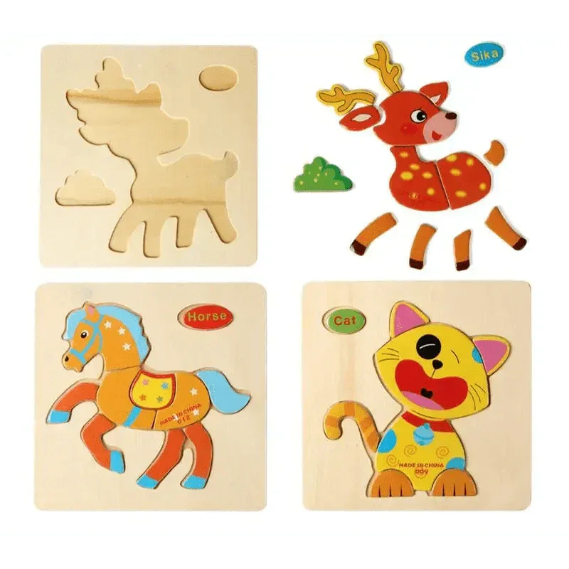 Baby Wooden Puzzle Toys for Toddlers Developing Educational Kids Toys For Children Game Cartoon Animal Gift 3 Years - BIG FRENCHIES