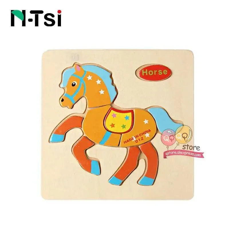 Baby Wooden Puzzle Toys for Toddlers Developing Educational Kids Toys For Children Game Cartoon Animal Gift 3 Years - BIG FRENCHIES