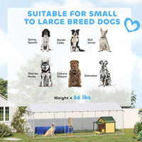 20 x 7.5 x 6.5 Dog Kennel Outdoor for Small Medium Large Dogs with Waterproof Roof, Silver