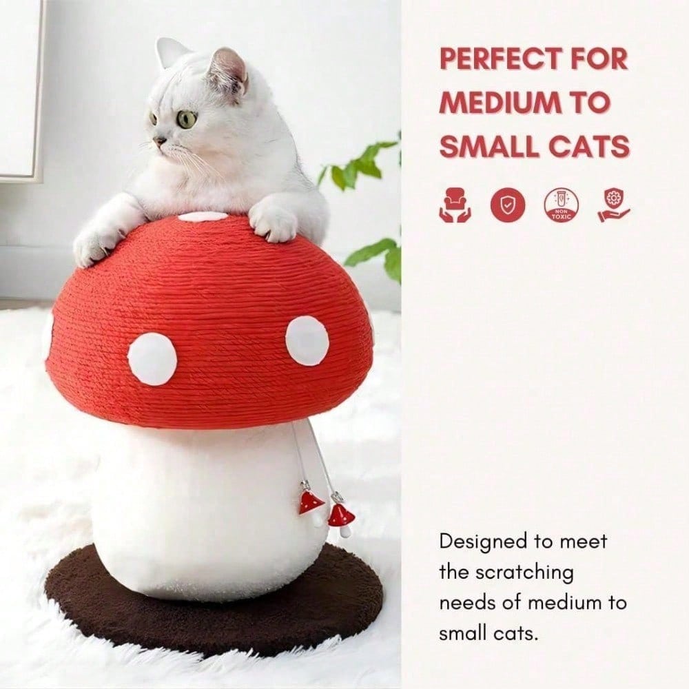 Mushroom Cat Scratching Post Unique Design, Sisal Wrapped, Ideal For Medium And Small Cats, No Assembly Required Cat Stu