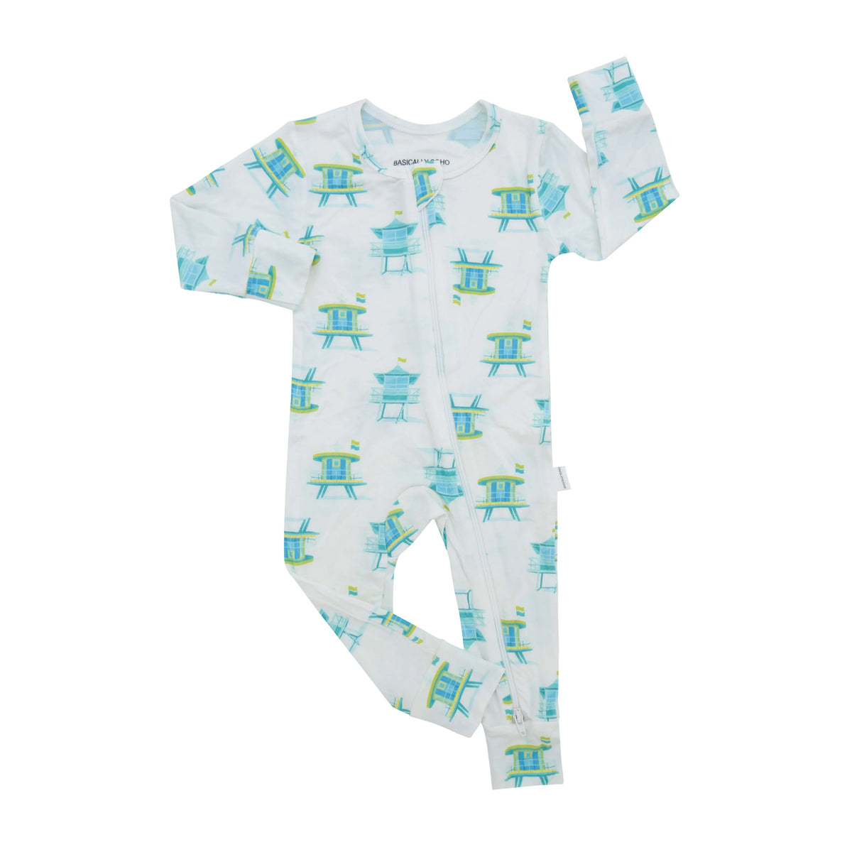 Miami Beach Watch Blue Zippered Romper - BIG FRENCHIES