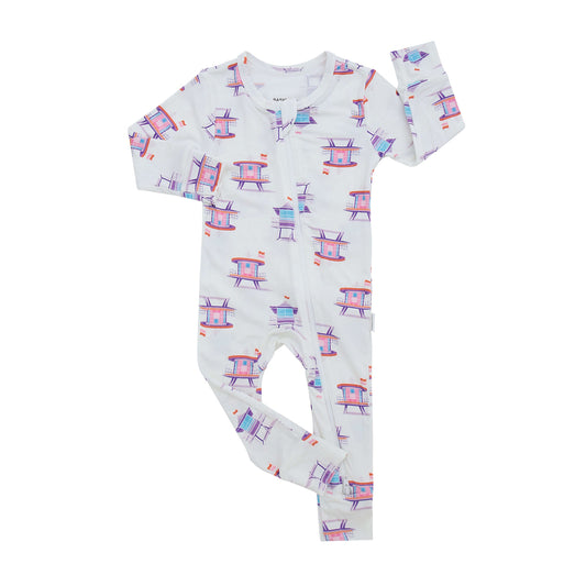 Miami Beach Watch Pink Zippered Romper