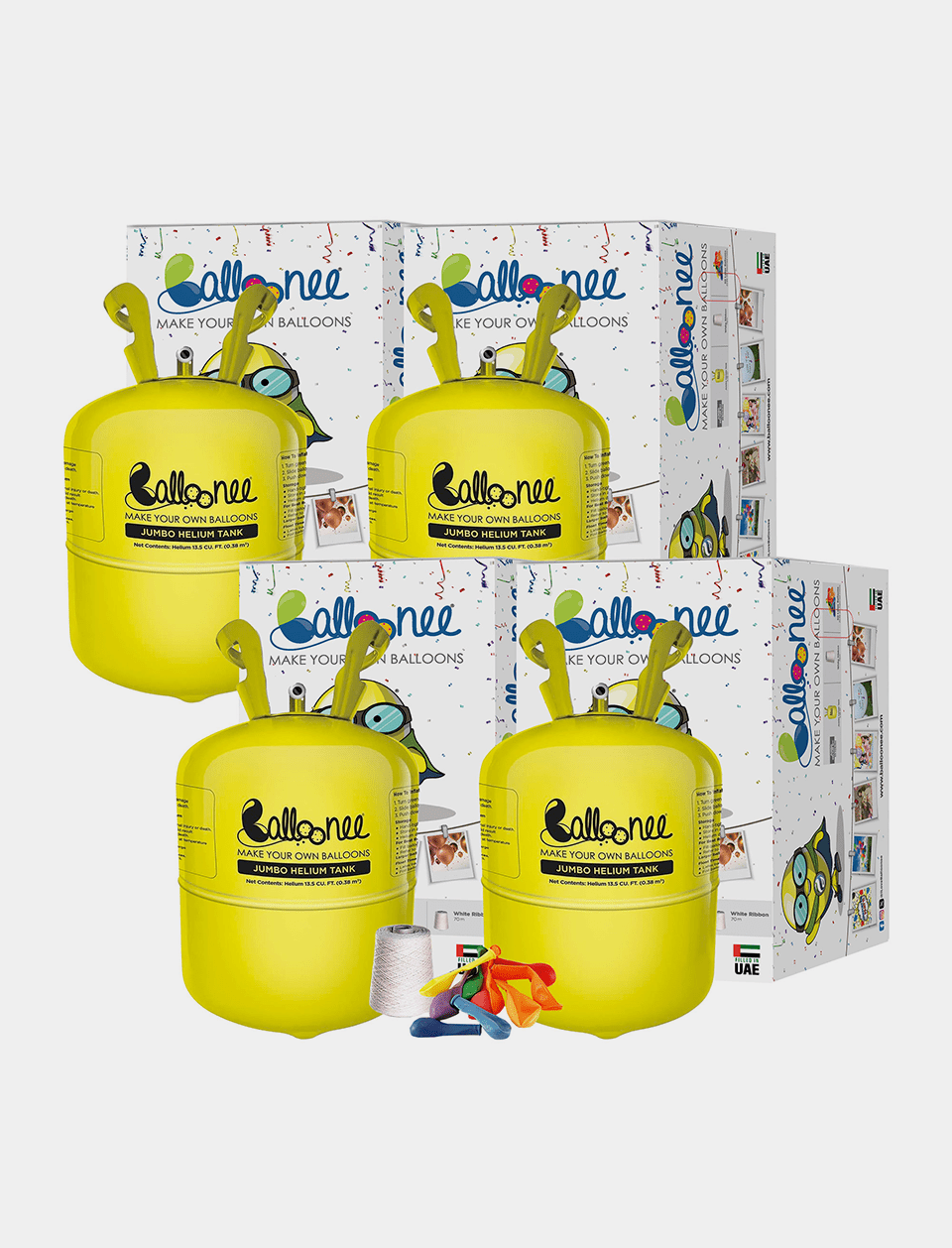 Balloonee Jumbo Disposable Helium Party Kit - Combo Pack of 4 - BIG FRENCHIES