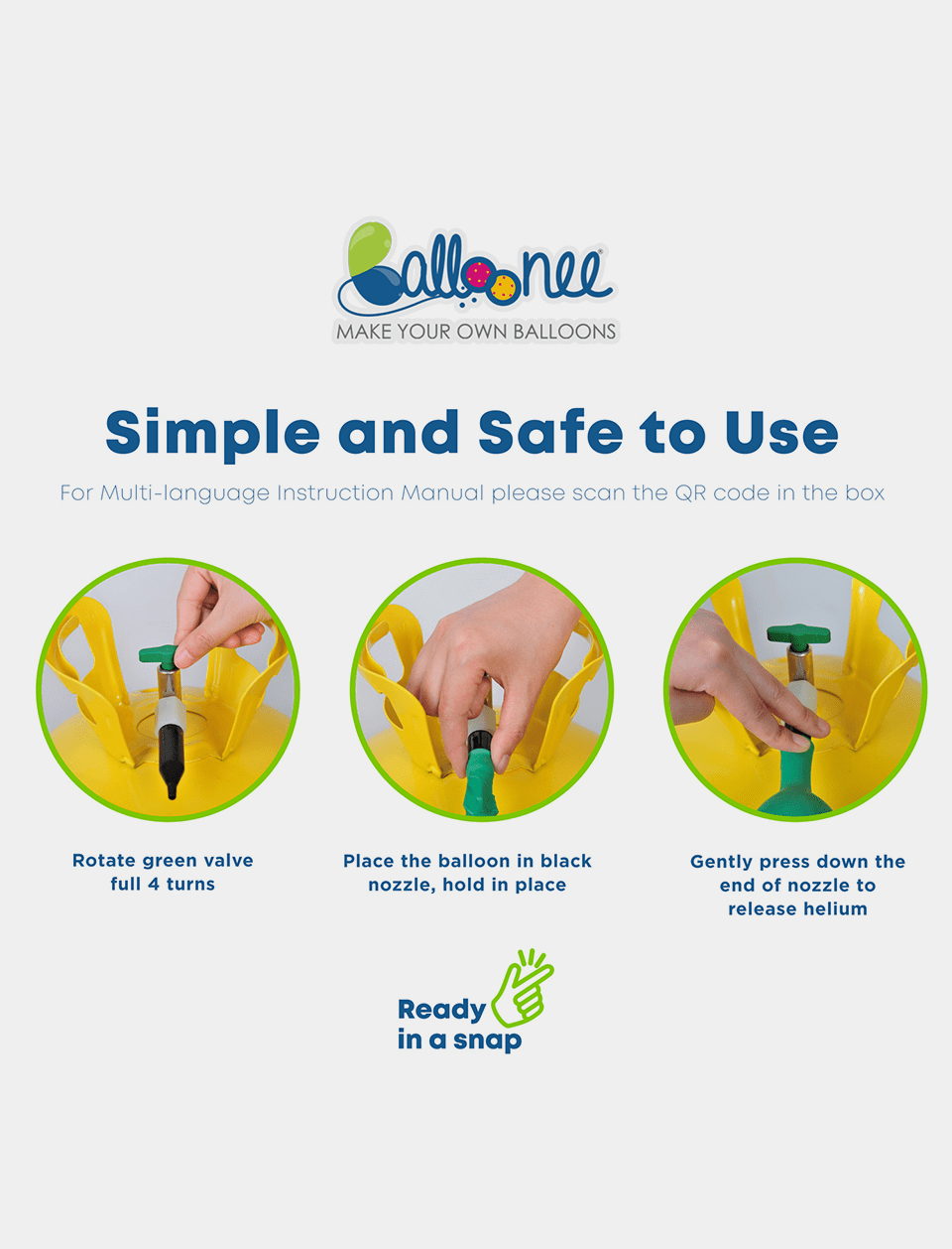 Balloonee Standard Disposable Helium Party Kit - BIG FRENCHIES