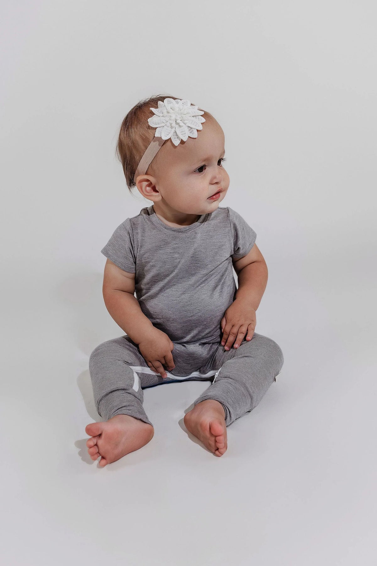 Grey Bamboo Lyocell Zip Romper - BIG FRENCHIES