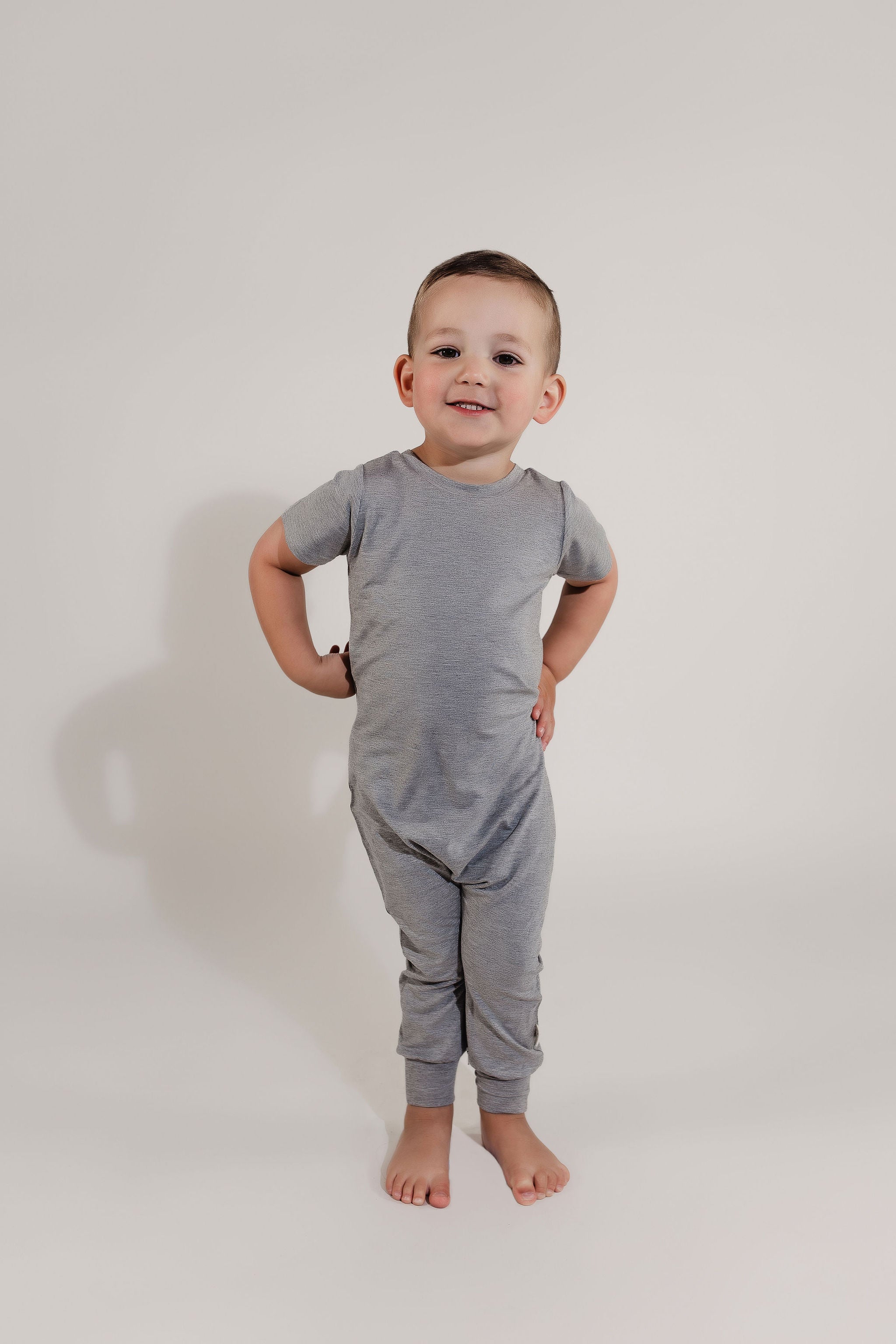 Grey Bamboo Lyocell Zip Romper