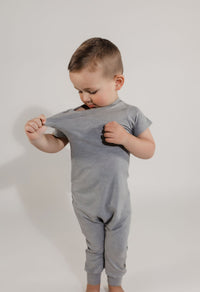 Grey Bamboo Lyocell Zip Romper