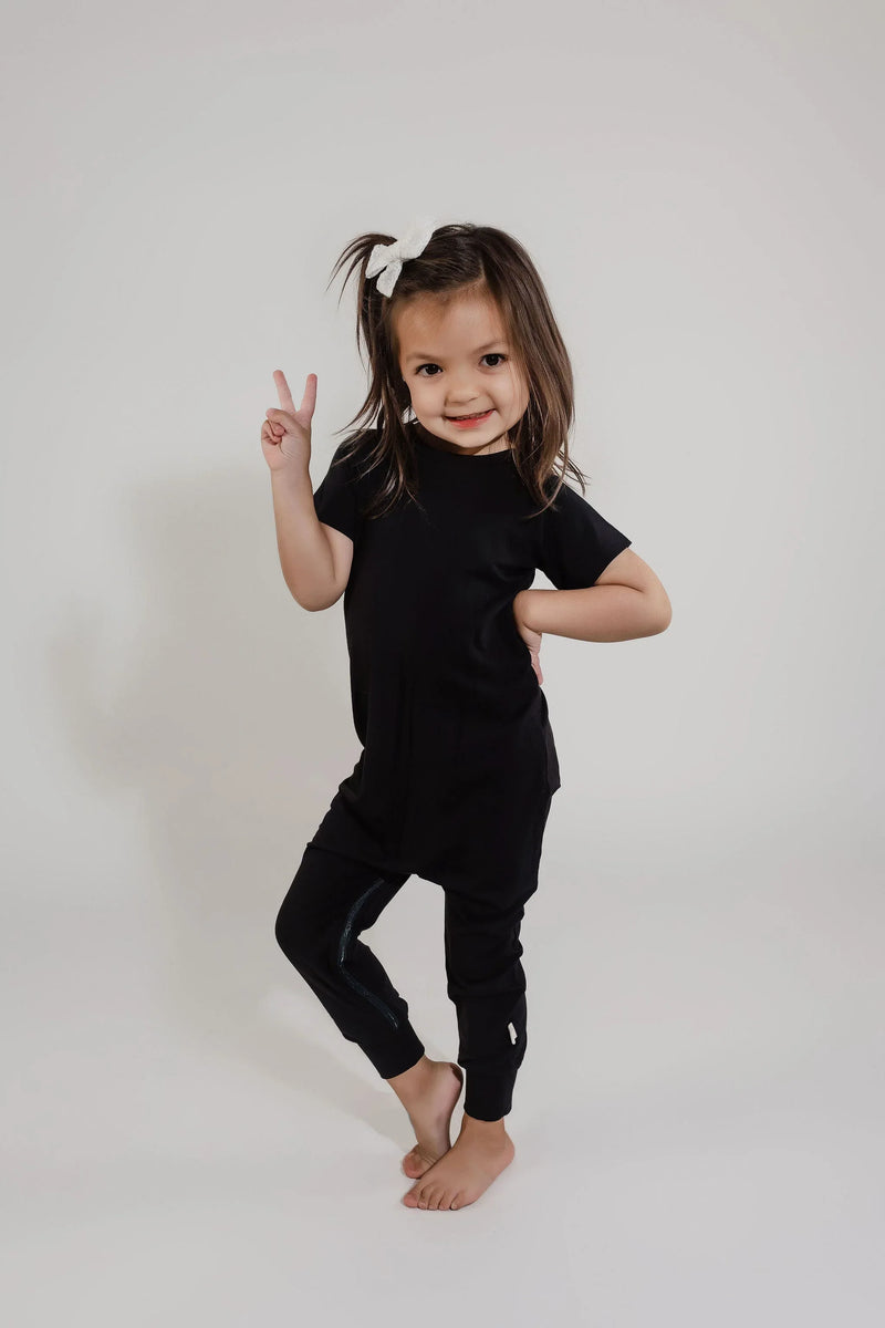 Black Bamboo Lyocell Zip Romper - BIG FRENCHIES