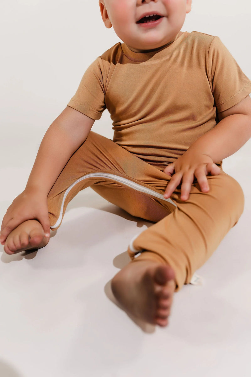 Camel Bamboo Lyocell Zip Romper - BIG FRENCHIES