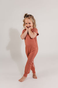 Mauve Bamboo Lyocell Zip Romper