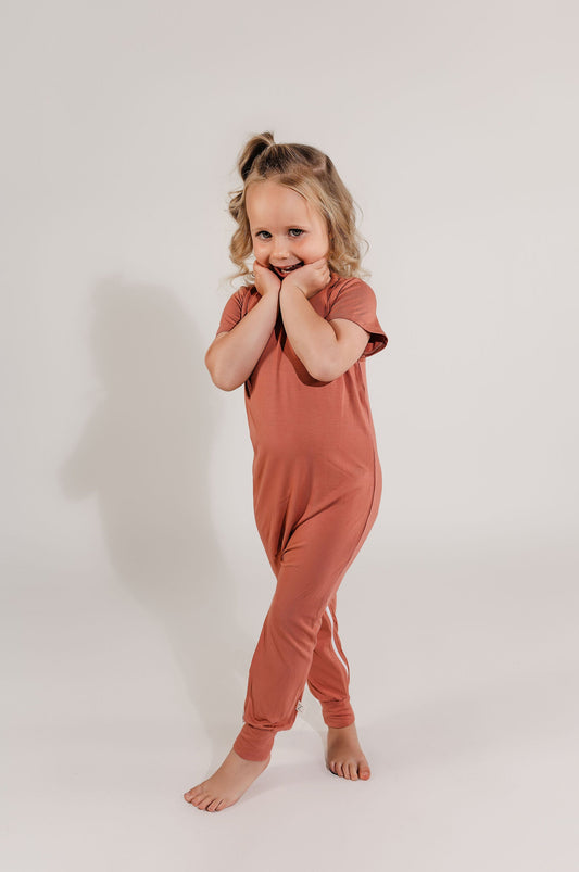Mauve Bamboo Lyocell Zip Romper
