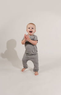 Grey Bamboo Lyocell Zip Romper