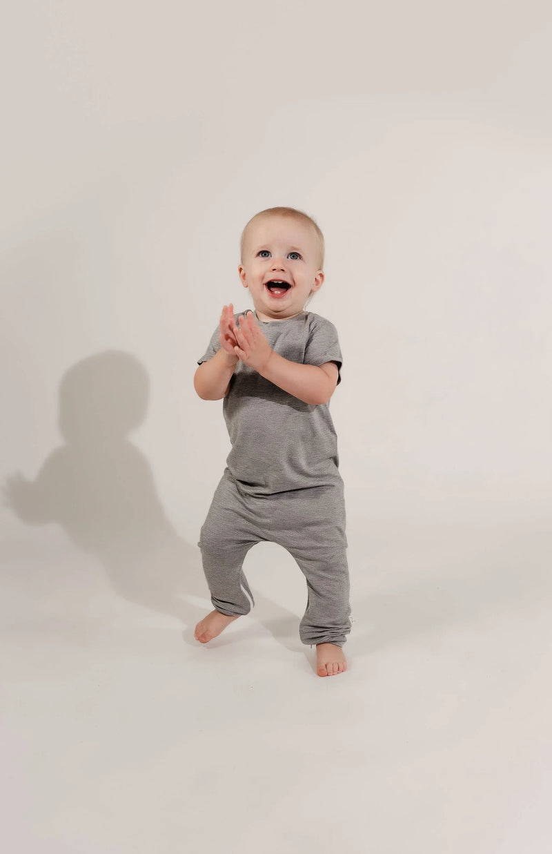 Grey Bamboo Lyocell Zip Romper - BIG FRENCHIES