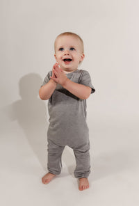 Grey Bamboo Lyocell Zip Romper