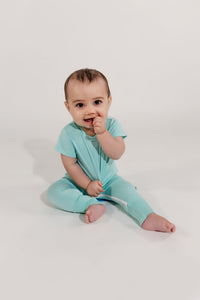 Mint Bamboo Lyocell Zip Romper