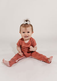 Mauve Bamboo Lyocell Zip Romper