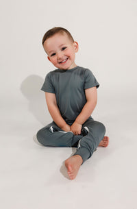 Deep Teal Bamboo Lyocell Zip Romper