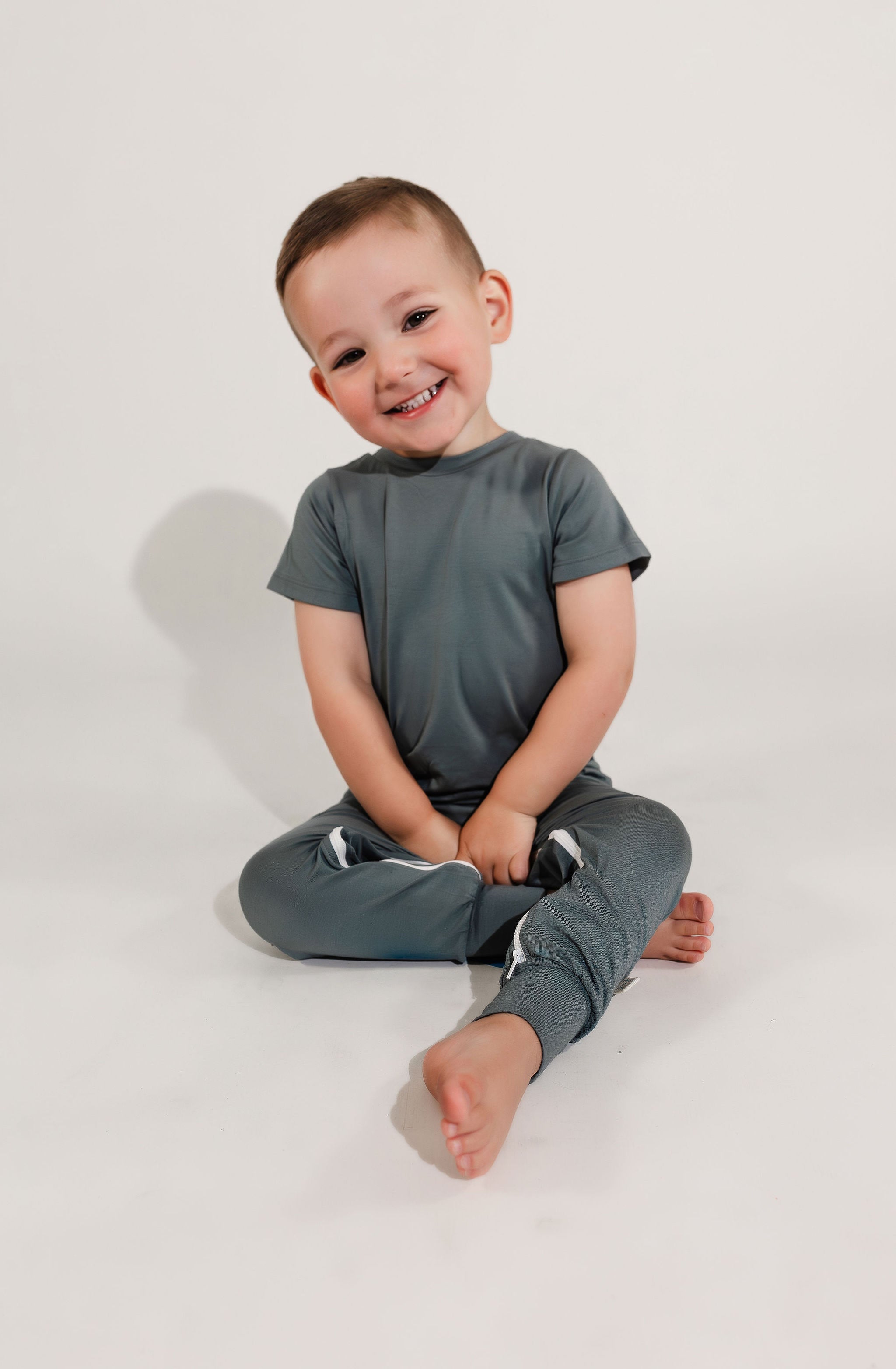 Deep Teal Bamboo Lyocell Zip Romper