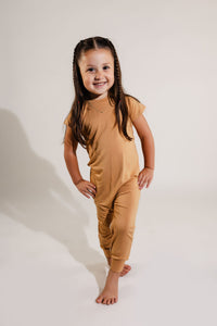 Camel Bamboo Lyocell Zip Romper