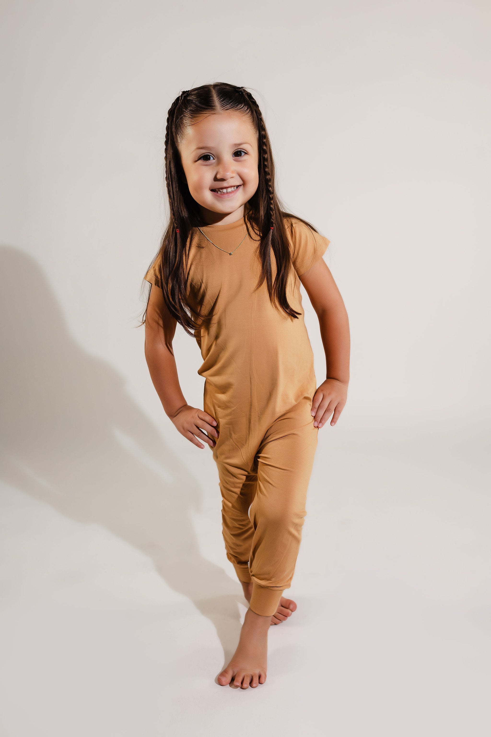 Camel Bamboo Lyocell Zip Romper