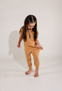 Camel Bamboo Lyocell Zip Romper