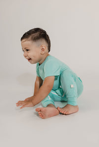 Mint Bamboo Lyocell Zip Romper